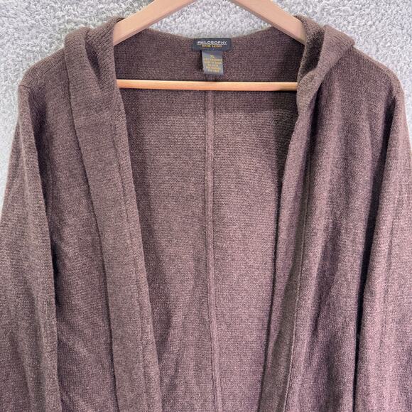 Philosophy by Dane Lewis 100% cashmere Long cardigan women’s XL heather brown - Picture 2 of 9